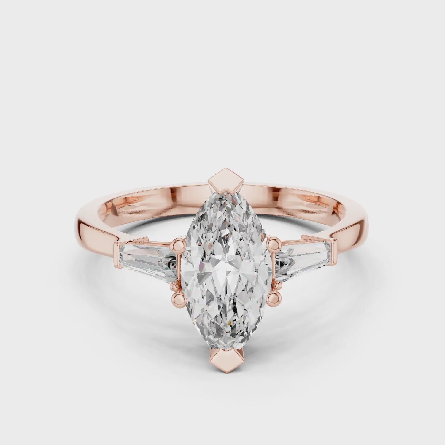 Marquise Diamond Three Stone Engagement Ring