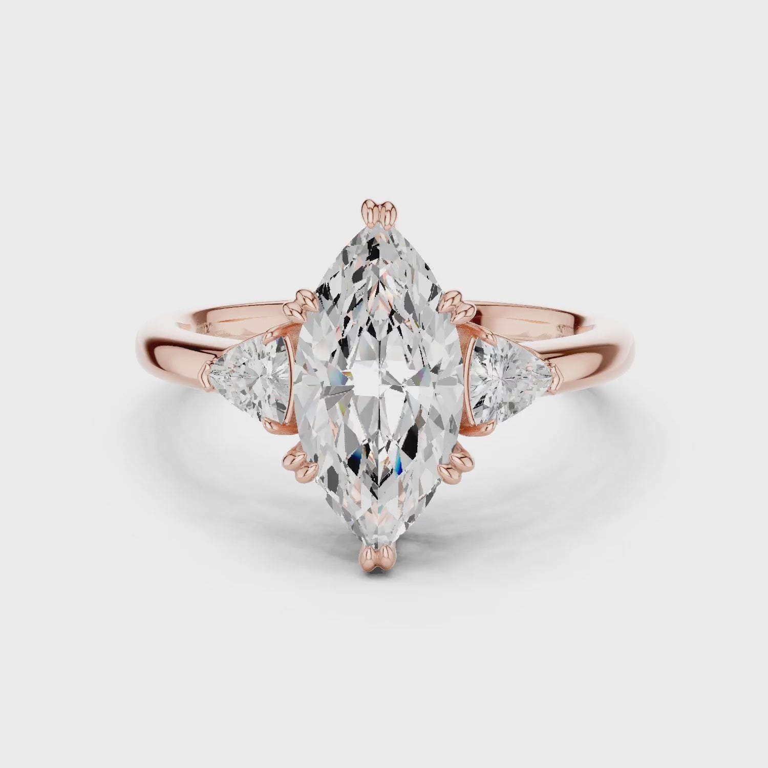 Trillion Side Diamond Marquise Shape Engagement Ring