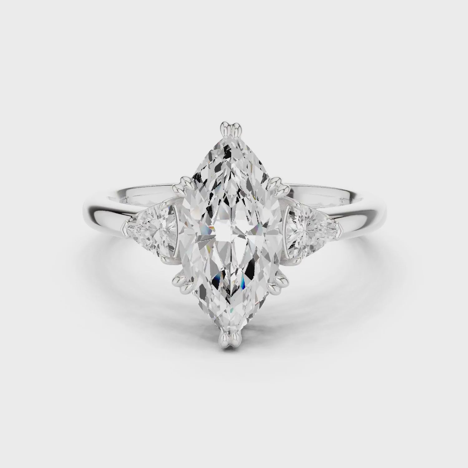 Trillion Side Diamond Marquise Shape Engagement Ring