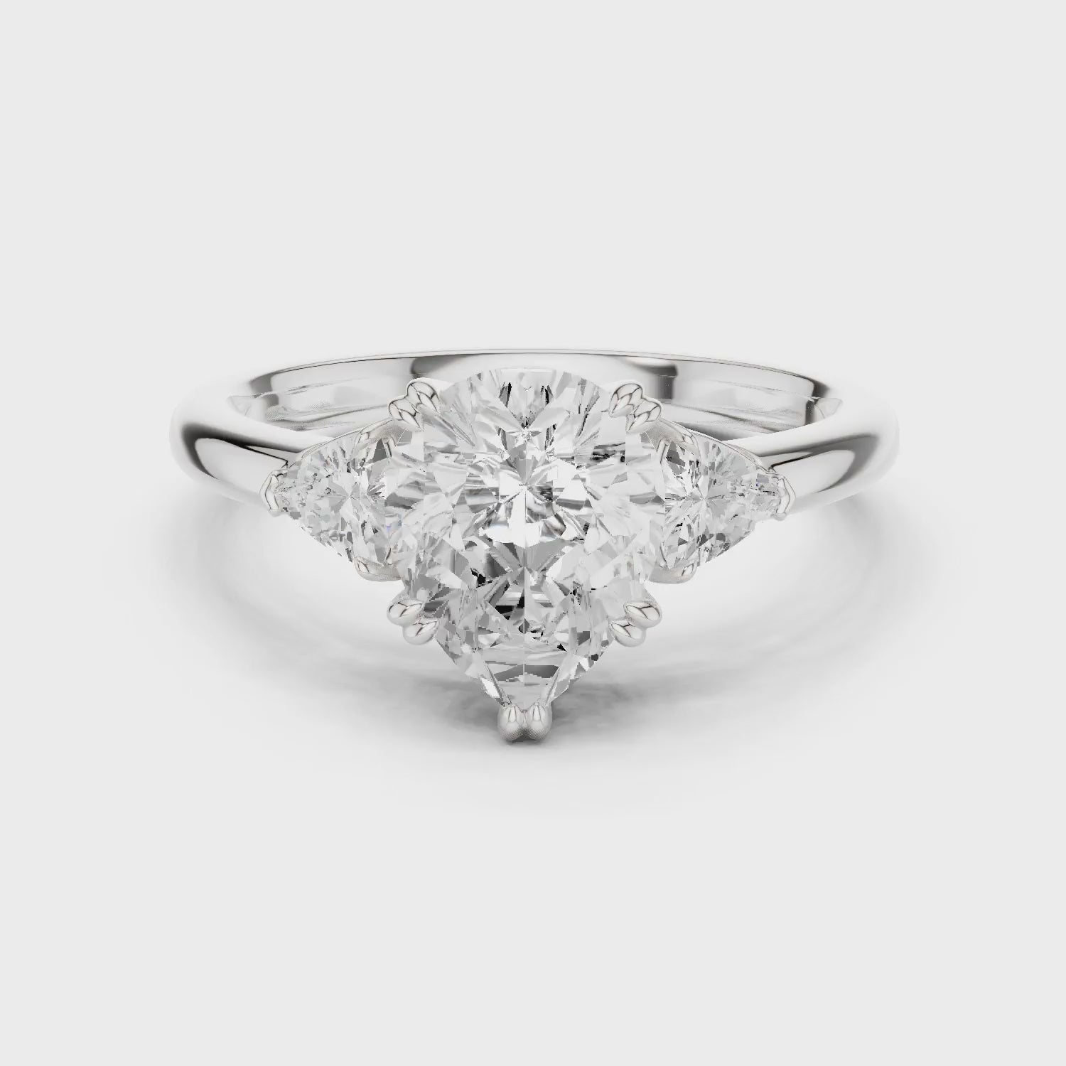 Trillion Side Diamond Pear Shape Engagement Ring