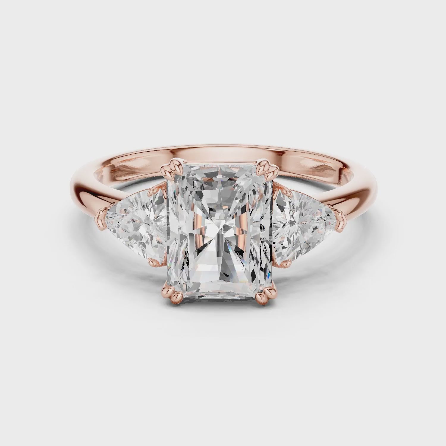 Radiant Cut Diamond Three Stone Engagement Ring