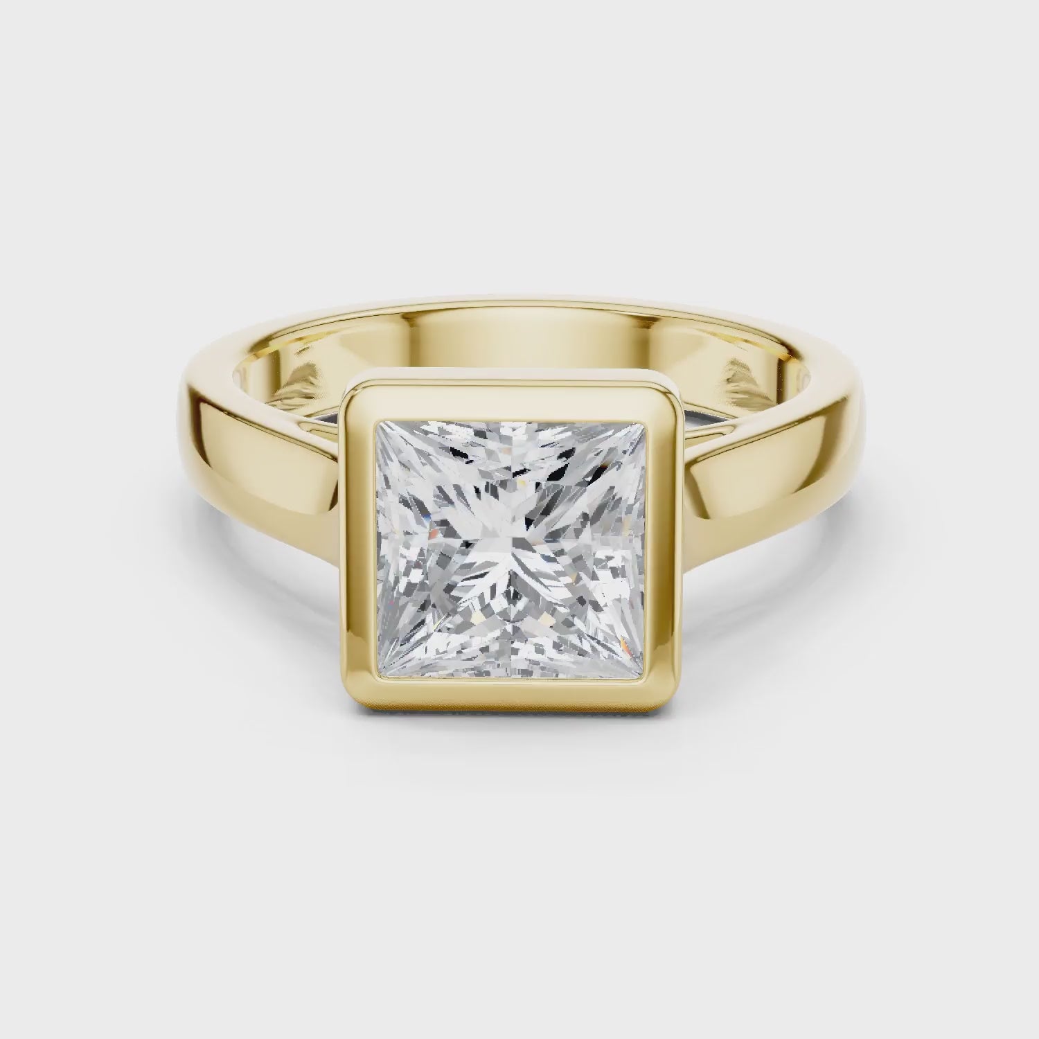 Princess Cut Diamond Bezel Solitaire Engagement Ring