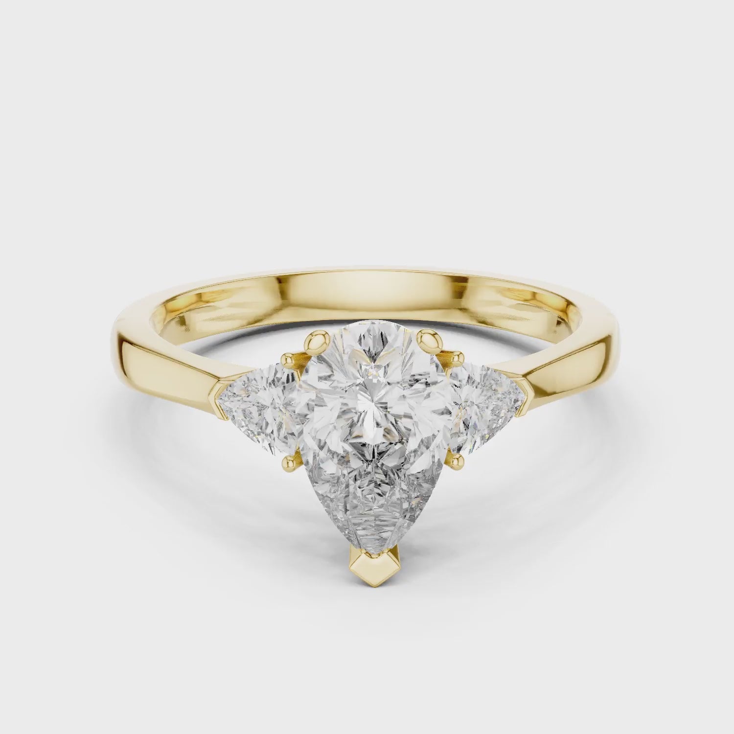 Pear Three Stone Diamond Engagement Ring
